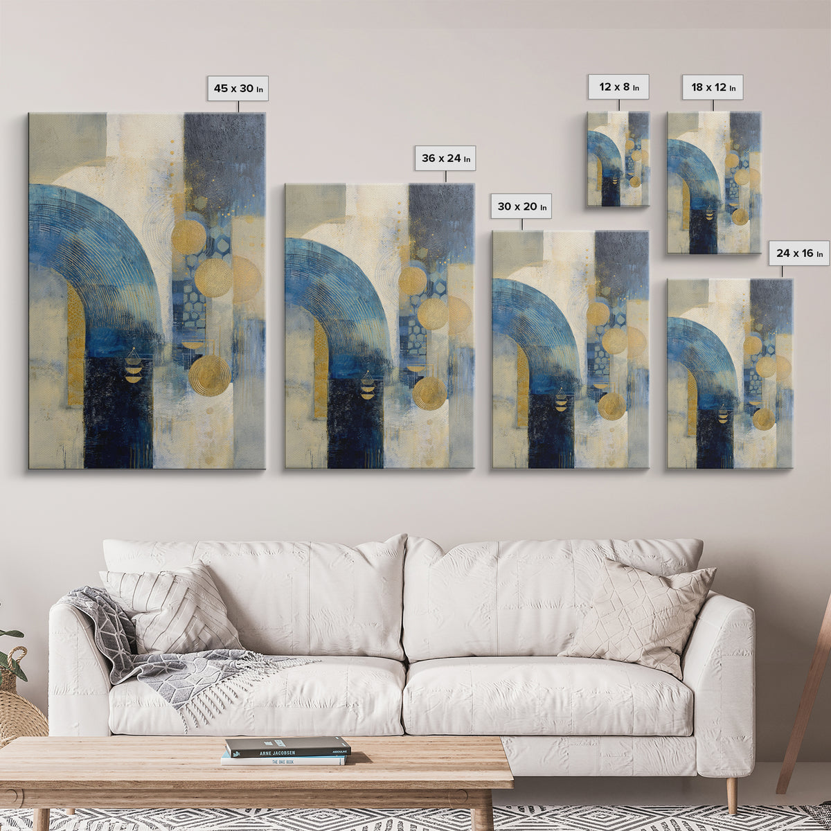 Blue Abstract Wave Pattern for Focus Framed Canvas Print, Office Art, Large Wall Art, Office Decor, Abstract Art, Focus, OFF-2x3-97