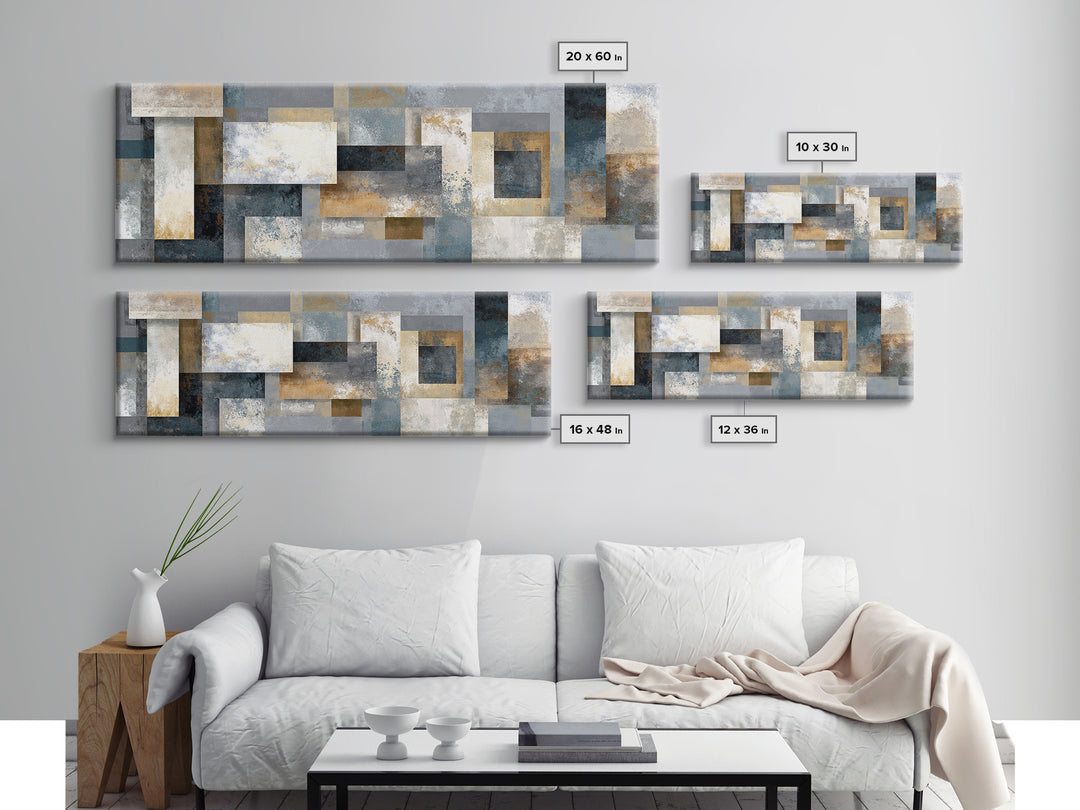 Geometric Labyrinth Pattern Framed Canvas Print, Office Art, Home Decor, Office Decor, Abstract Art, Focus, Art Deco, OFF-3x1-10