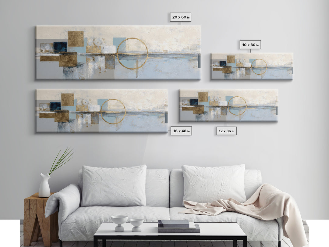 Gold Circle and Line Composition for Clarity Canvas Print, Office Art, Bedroom Wall Art, Office Decor, Abstract Art, Focus, OFF-3x1-24