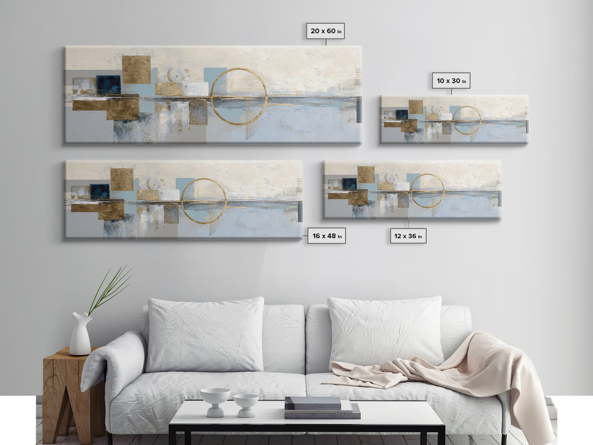 Gold Circle and Line Composition for Clarity Canvas Print, Office Art, Bedroom Wall Art, Office Decor, Abstract Art, Focus, OFF-3x1-24