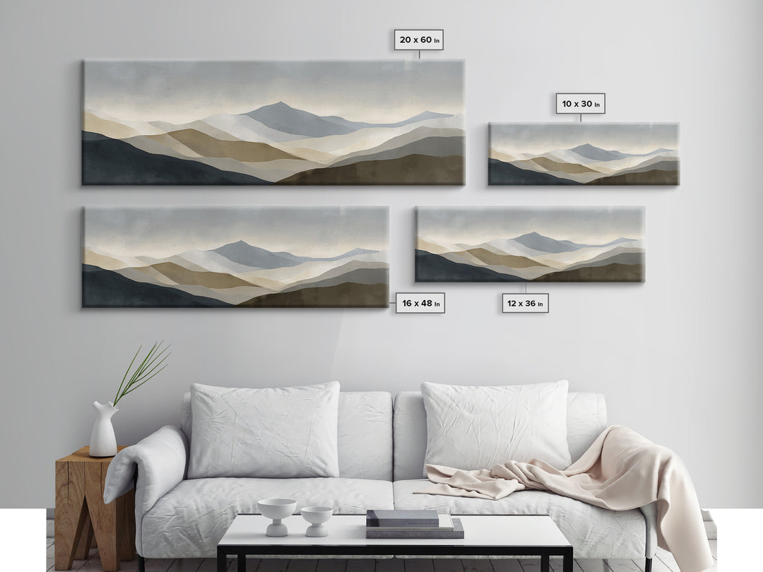 Minimal Mountain Sunrise for Focus Canvas Print, Office Art, Canvas Wall Art, Office Decor, Fine Art, Focus, Bedroom Wall Art, OFF-3x1-42