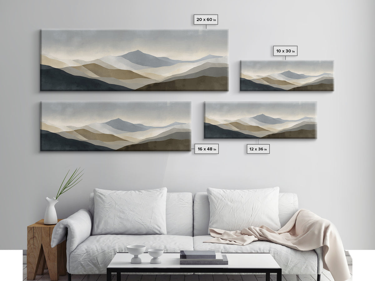 Minimal Mountain Sunrise for Focus Canvas Print, Office Art, Canvas Wall Art, Office Decor, Fine Art, Focus, Bedroom Wall Art, OFF-3x1-42