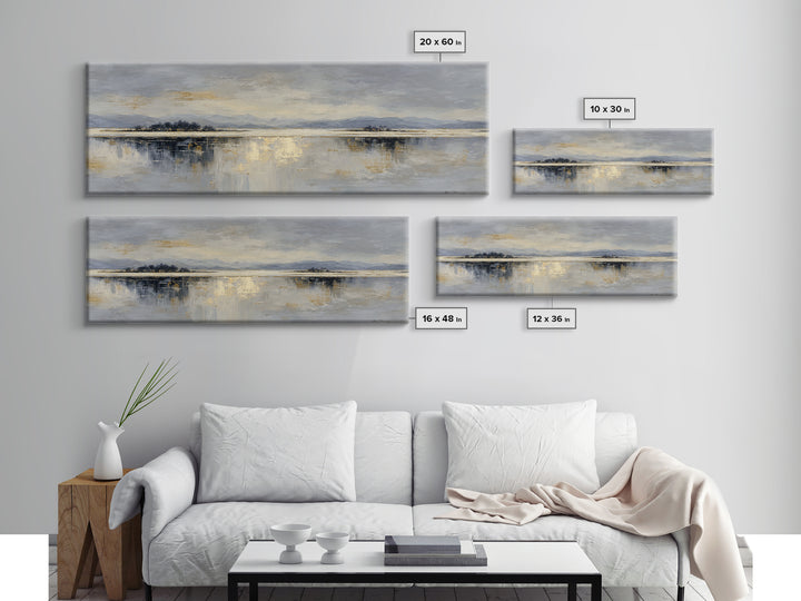 Dignified Neutral Landscape Framed Canvas Print, Office Art, Wall Decor, Office Decor, Fine Art, Focus, Abstract Art, OFF-3x1-47