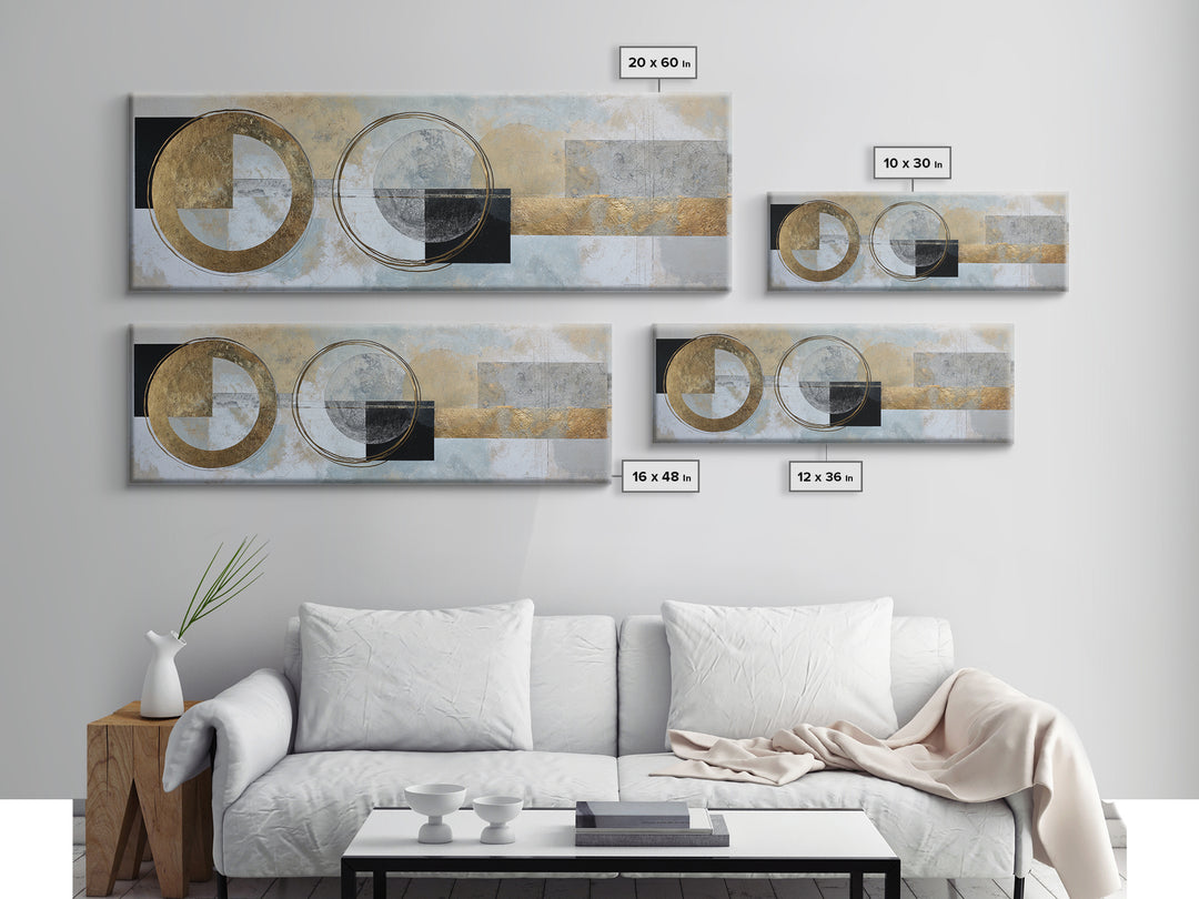 Gold Circle and Line Composition for Clarity Canvas Print, Office Art, Art Print, Office Decor, Abstract Art, Focus, Printable, OFF-3x1-48