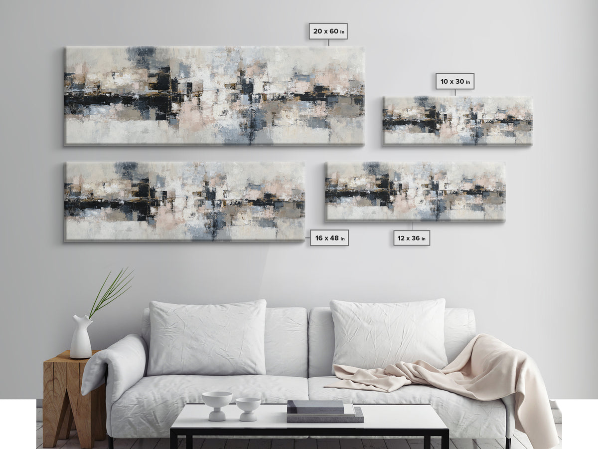 City Map Abstract Framed Canvas Print, Office Art, Boho Decor, Office Decor, Fine Art, Focus, Digital Art, Pet Portrait, OFF-3x1-60