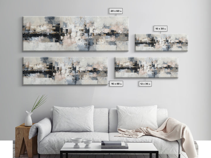 City Map Abstract Framed Canvas Print, Office Art, Boho Decor, Office Decor, Fine Art, Focus, Digital Art, Pet Portrait, OFF-3x1-60