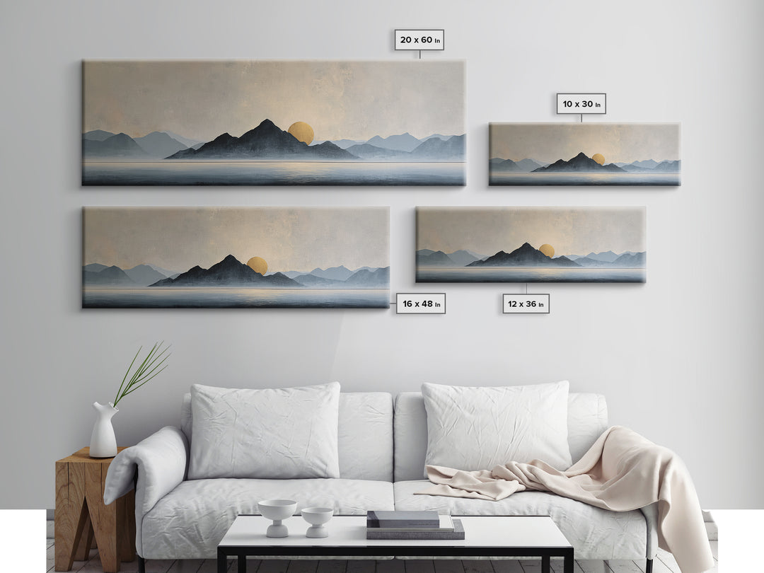 Minimal Mountain Sunrise for Focus Canvas Print, Office Art, Canvas Wall Art, Office Decor, Fine Art, Focus, Bedroom Wall Art, OFF-3x1-66