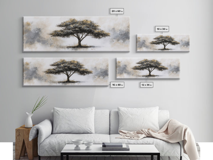 Ink Wash Tree Symbolizing Stability Canvas Print, Office Art, Poster, Office Decor, Fine Art, Focus, Canvas Wall Art, OFF-3x1-78
