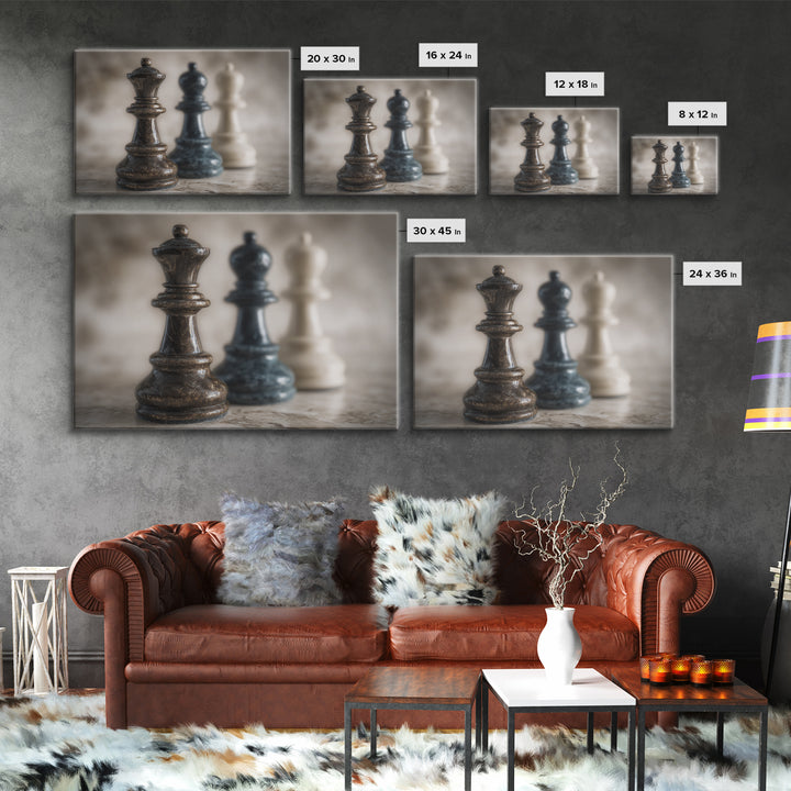 Minimal Chess Piece Still Life Canvas Print, Office Art, Wall Prints, Office Decor, Focus, Cubicle Decor, Trendy Wall Art, OFF-3x2-17