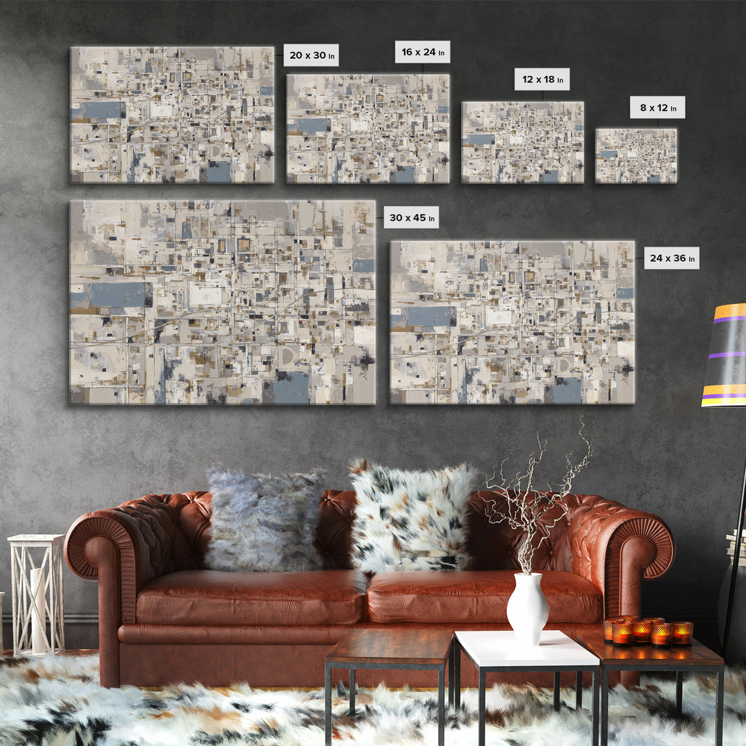 City Map Abstract Framed Canvas Print, Office Art, Abstract Art, Office Decor, Focus, Downloadable Prints, Cubicle Decor, OFF-3x2-24
