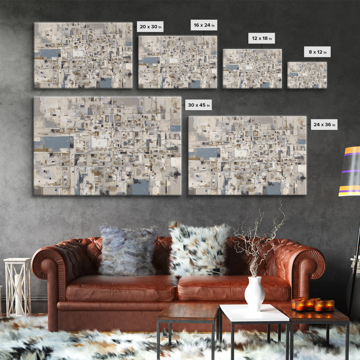 City Map Abstract Framed Canvas Print, Office Art, Abstract Art, Office Decor, Focus, Downloadable Prints, Cubicle Decor, OFF-3x2-24