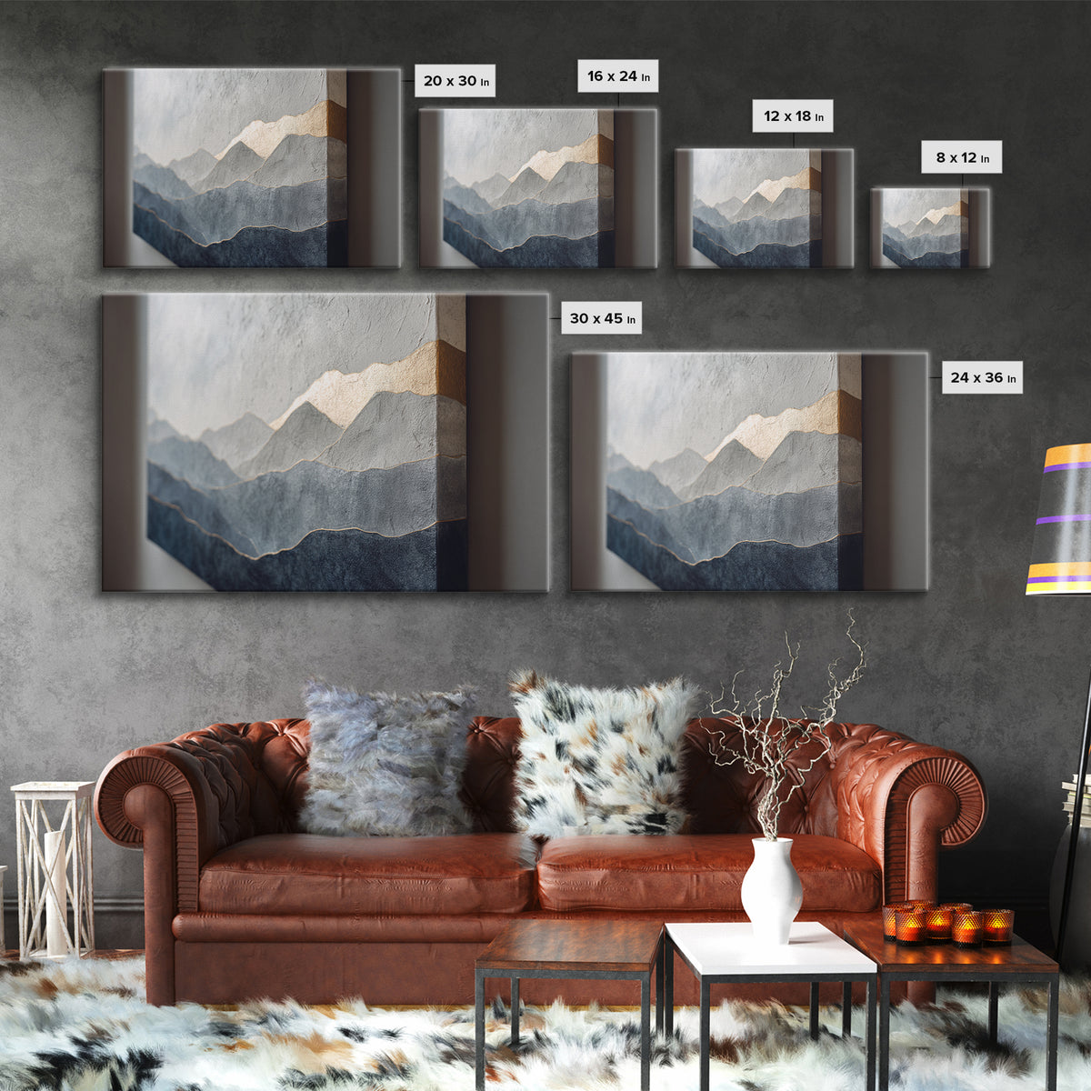 Minimal Mountain Sunrise for Focus Canvas Print, Office Art, Wall Prints, Office Decor, Oil Painting, Focus, Cubicle Decor, OFF-3x2-54