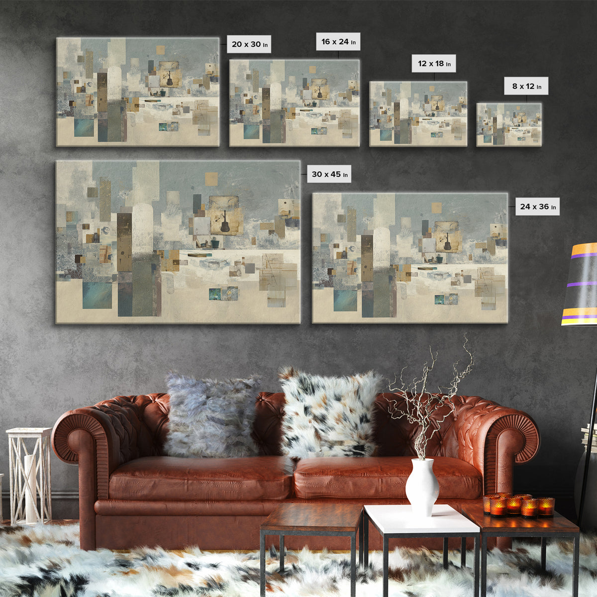 Dignified Neutral Landscape Framed Canvas Print, Office Art, Art Print, Office Decor, Fine Art, Focus, Printable, OFF-3x2-59