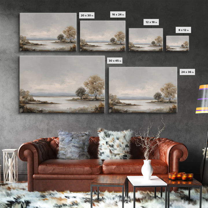 Dignified Neutral Landscape Canvas Print, Office Art, Wall Art, Office Decor, Oil Painting, Focus, Boho, Art Deco, OFF-3x2-83