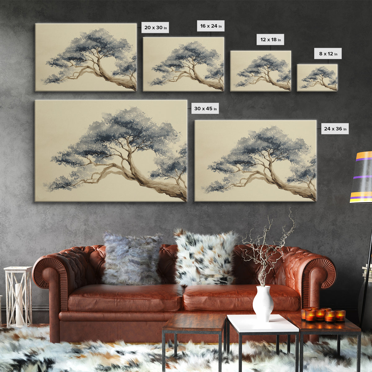 Ink Wash Tree Symbolizing Stability Framed Canvas Print, Office Art, Printable Art, Office Decor, Focus, Neutral Decor, OFF-3x2-90