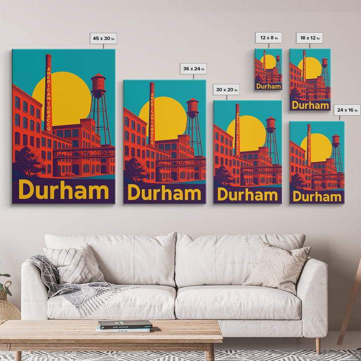 Durham Travel Poster, Canvas Print, Bold Pop Art Poster, Durham Wall Art, Vintage Travel Art, Wanderlust Decor, Home Office Decor