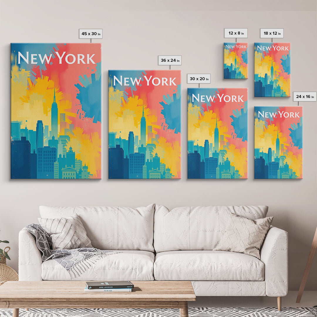 New York Travel Poster, Framed Canvas Print, High Contrast City Poster, New York Art Print, Fine Art Print, Living Room Wall Art