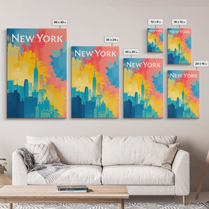 New York Travel Poster, Framed Canvas Print, High Contrast City Poster, New York Art Print, Fine Art Print, Living Room Wall Art
