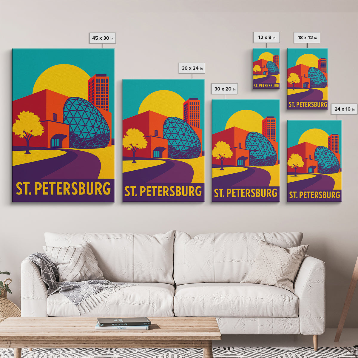 St Petersburg Florida Travel Poster, Canvas Print, Vibrant Retro Travel Art, St Petersburg Poster Print, Retro Travel Print, Home Decor