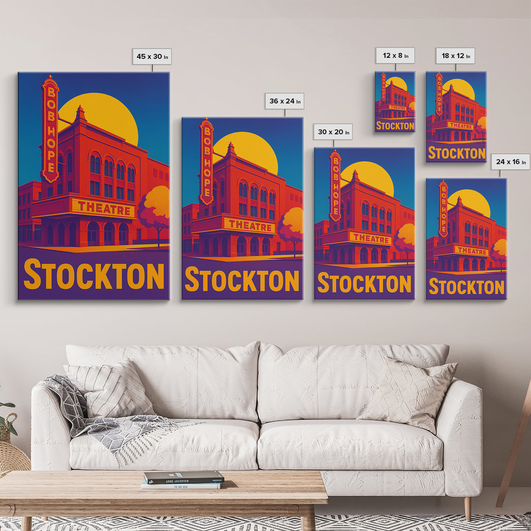 Stockton California Travel Poster, Canvas Print, Colorful Graphic Wall Art, Stockton Poster Print, City Art Print, Living Room Wall Art