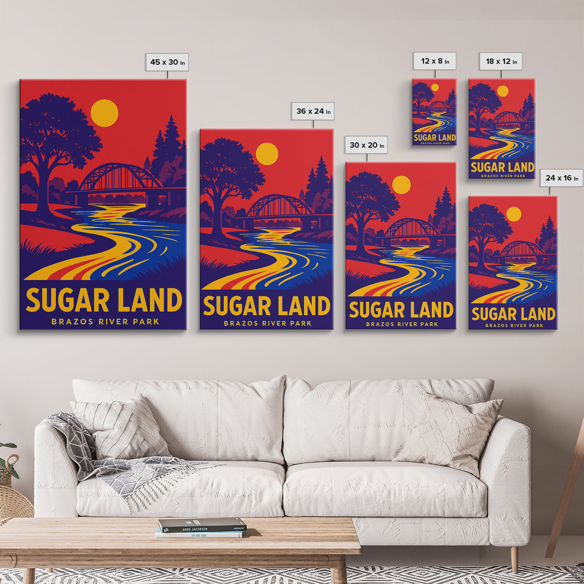 Sugar Land Travel Poster, Canvas Print, Vibrant Retro Travel Art, Sugar Land City Art, Travel Poster Set, Vintage City Poster, Design 2