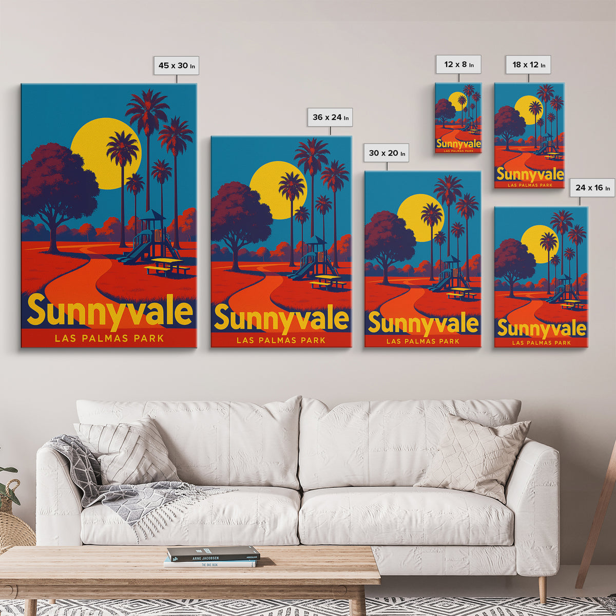 Sunnyvale California Travel Poster, Framed Canvas Print, Bold Pop Art Poster, Sunnyvale Travel Art, Vintage City Poster, Travel Poster Art
