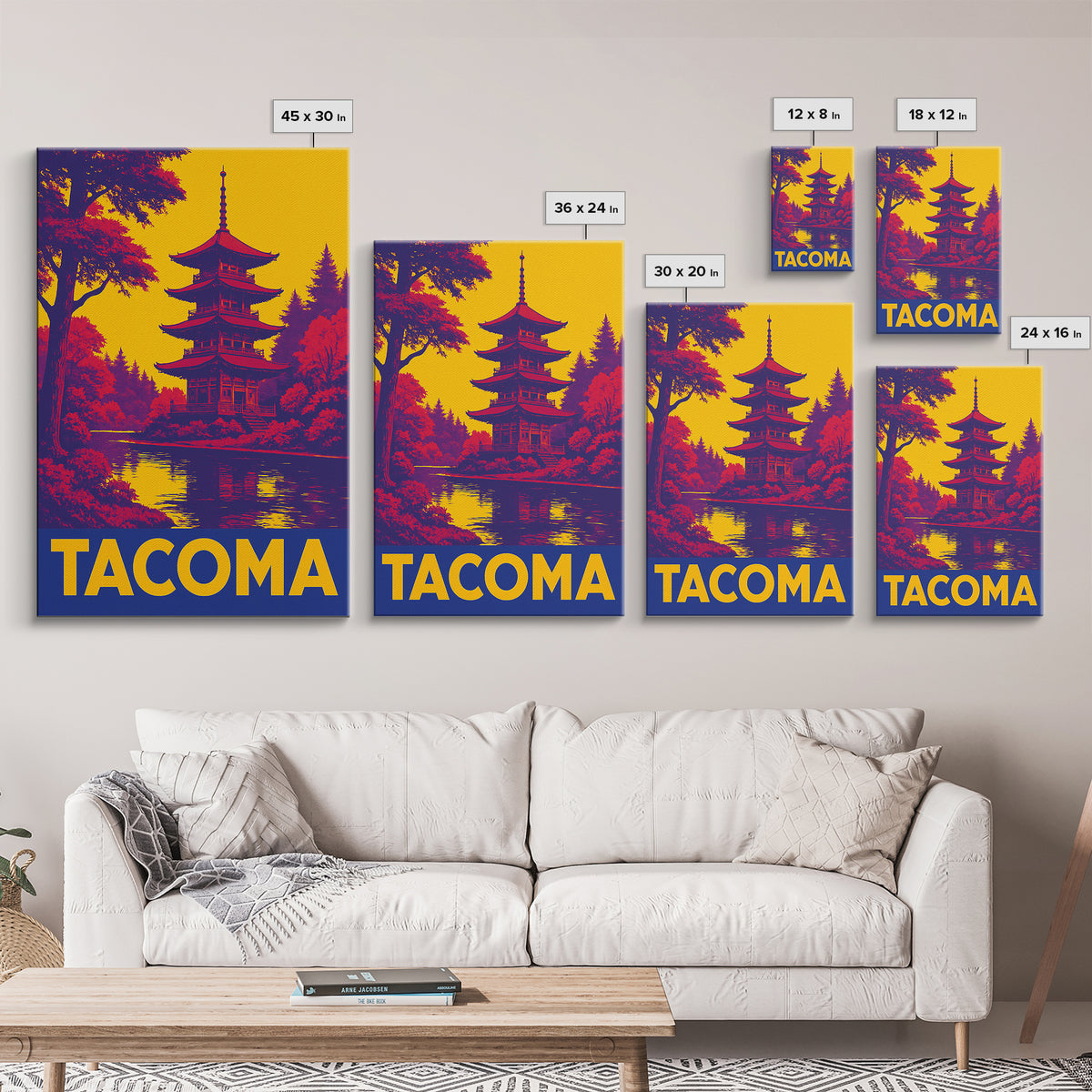 Tacoma Travel Poster, Framed Canvas Print, High Contrast City Poster, Tacoma Poster Print, Vintage City Poster, City Illustration