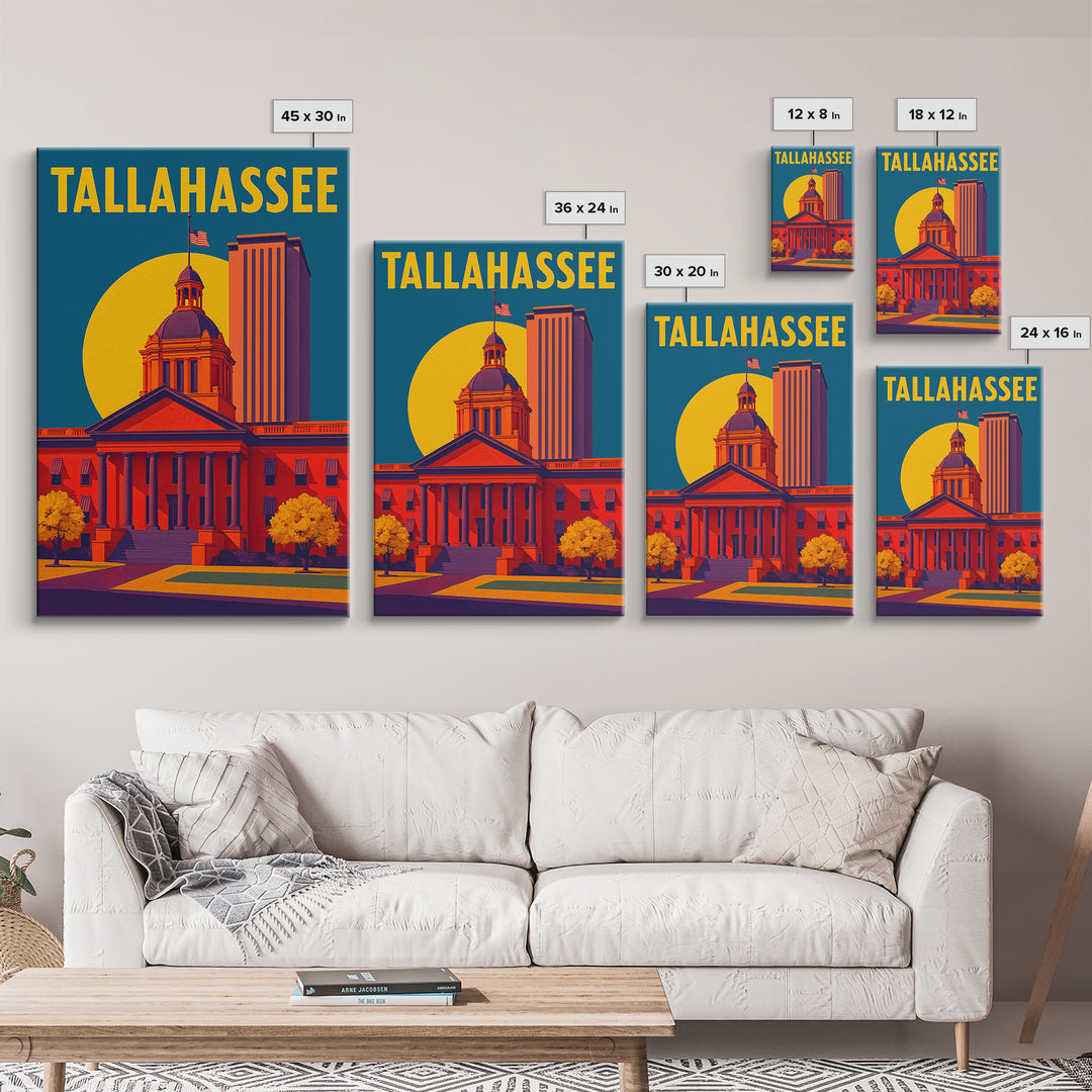 Tallahassee Florida Travel Poster, Canvas Print, High Contrast City Poster, Tallahassee Wall Art, Gift For Travelers, Art Print, Wall Art