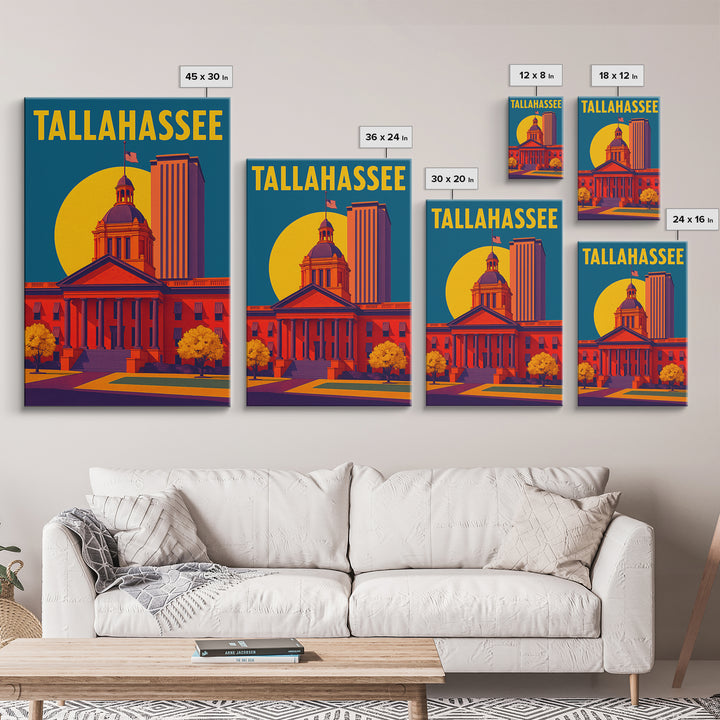 Tallahassee Florida Travel Poster, Canvas Print, High Contrast City Poster, Tallahassee Wall Art, Gift For Travelers, Art Print, Wall Art