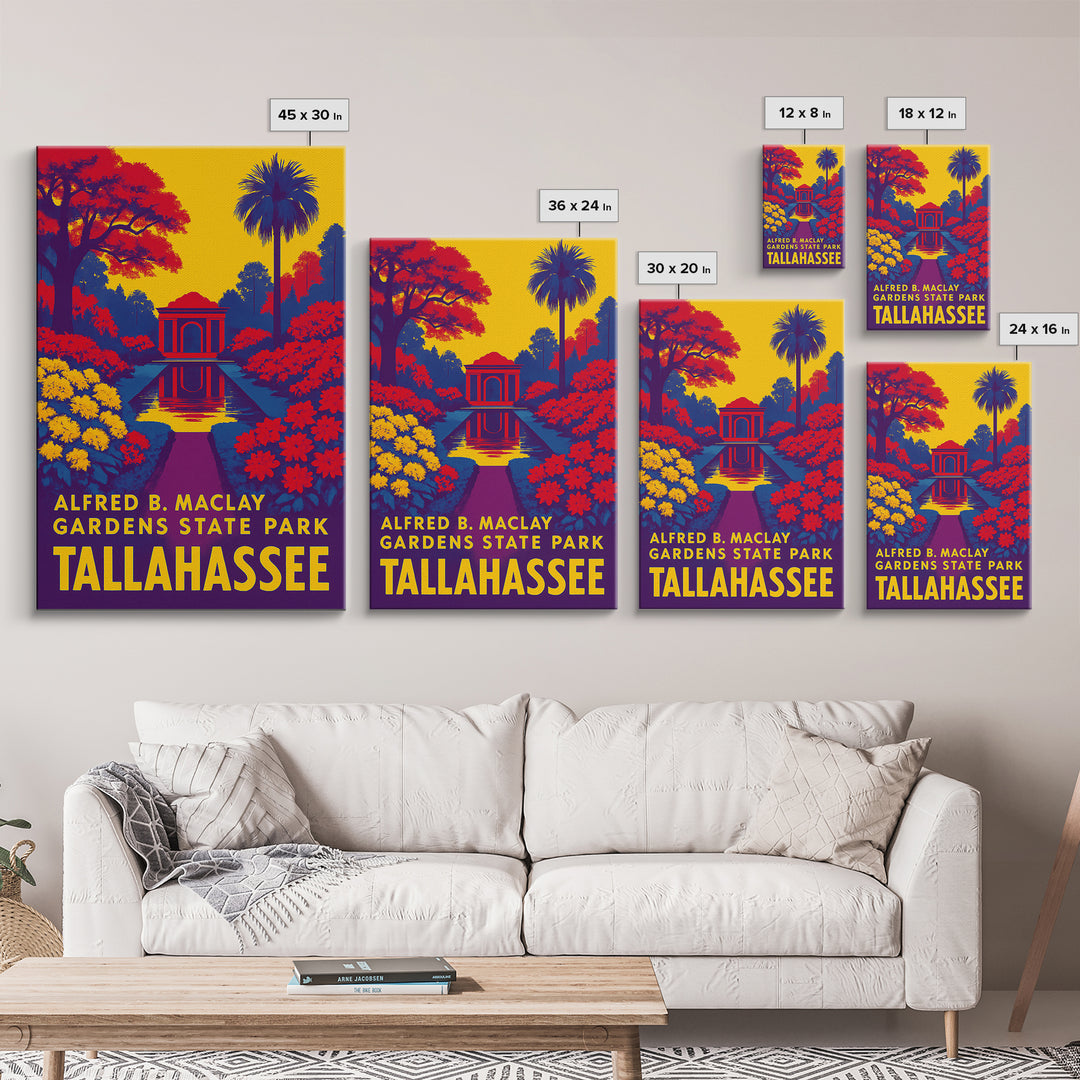 Tallahassee Travel Poster, Framed Canvas Print, Colorful Graphic Wall Art, Tallahassee Travel Art, Travel Poster Art, Mid Century Wall Art