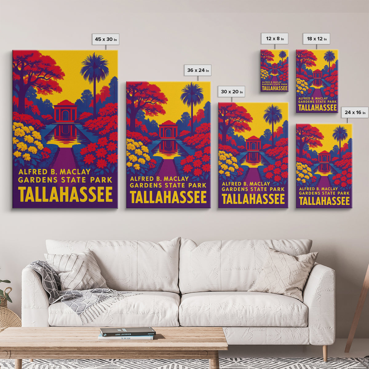 Tallahassee Travel Poster, Framed Canvas Print, Colorful Graphic Wall Art, Tallahassee Travel Art, Travel Poster Art, Mid Century Wall Art