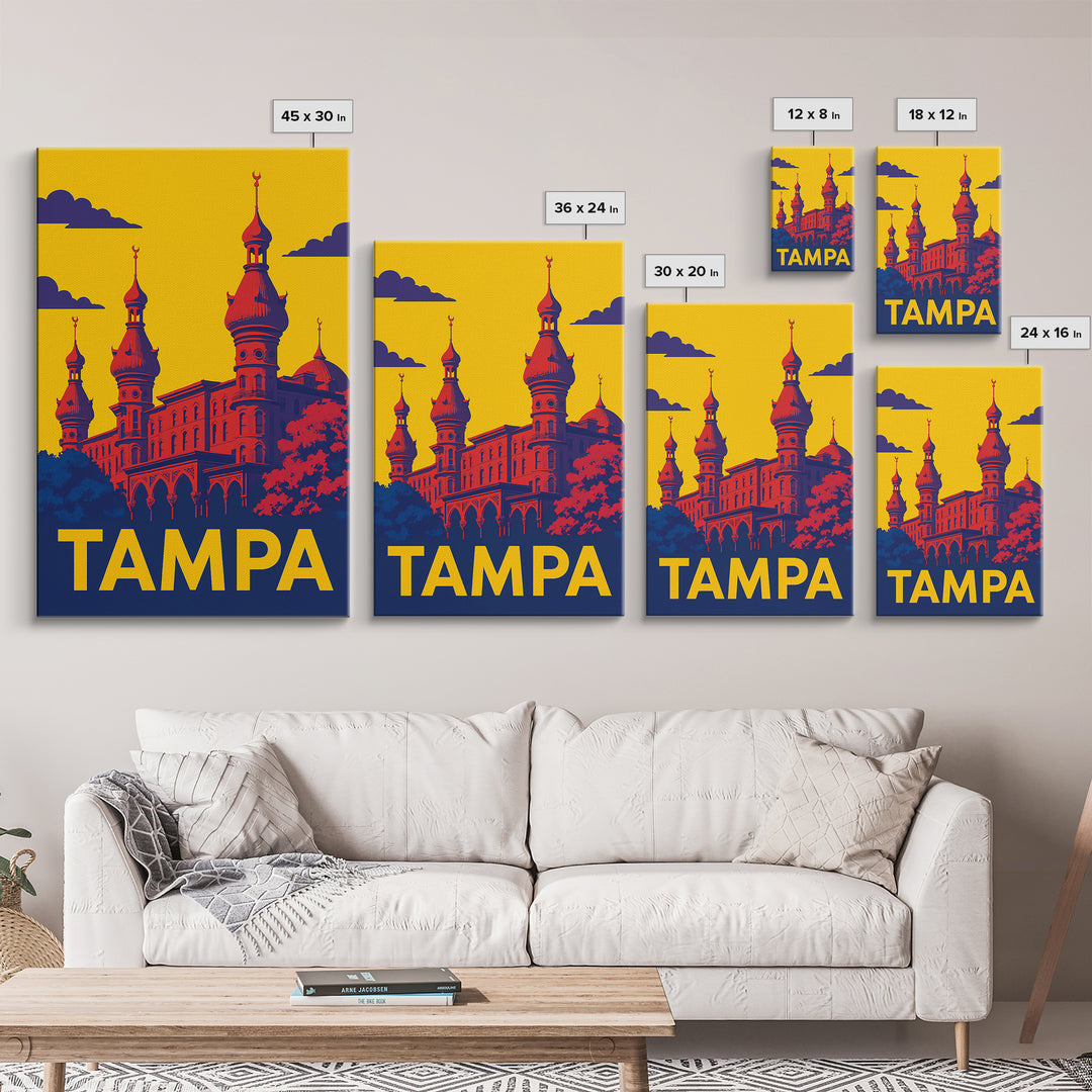 Tampa Travel Poster, Canvas Print, Colorful Graphic Wall Art, Tampa Art Print, Wanderlust Decor, City Travel Prints, Living Room Wall Art