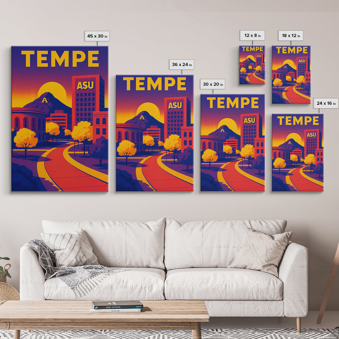 Tempe Travel Poster, Canvas Print, High Contrast City Poster, Tempe City Art, City Travel Prints, Modern Wall Decor, Home Office Decor