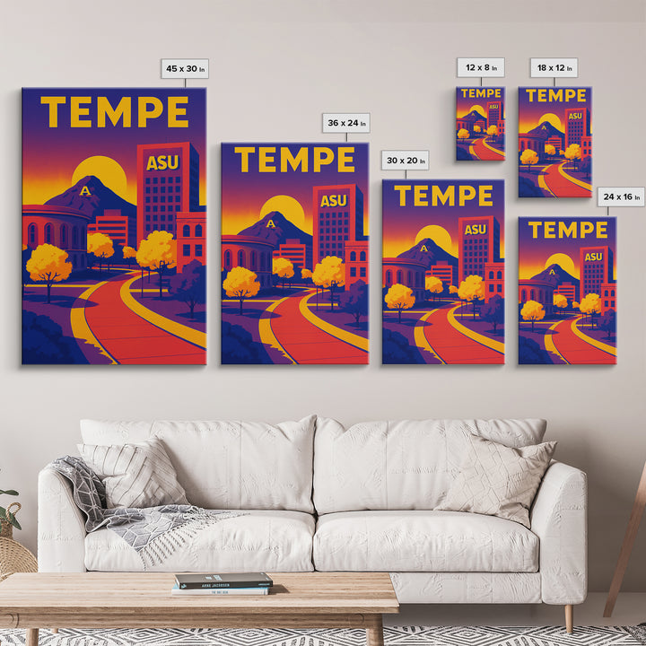 Tempe Travel Poster, Canvas Print, High Contrast City Poster, Tempe City Art, City Travel Prints, Modern Wall Decor, Home Office Decor