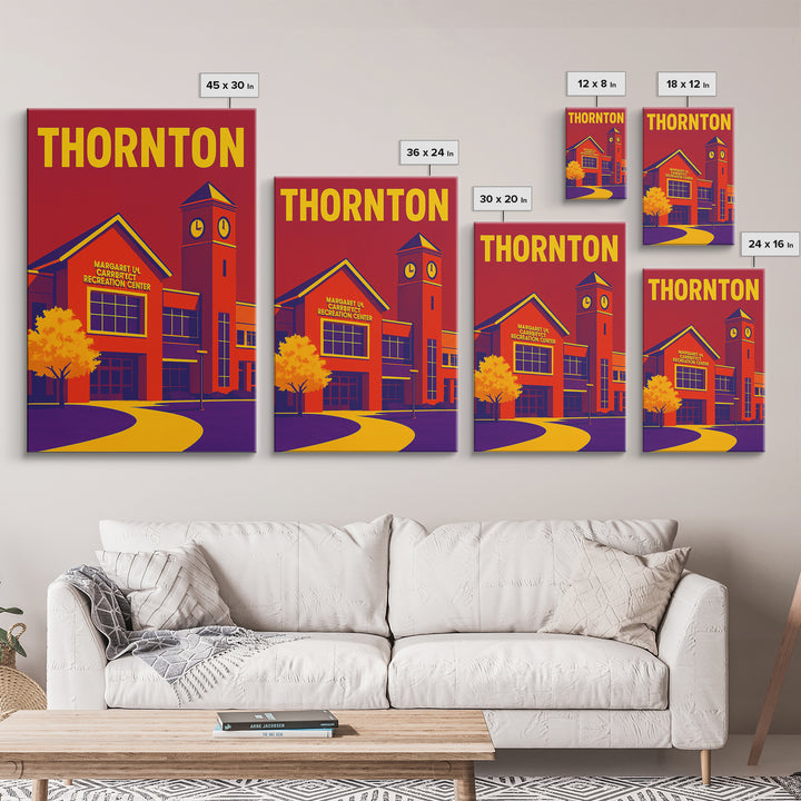 Thornton Travel Poster, Canvas Print, Vibrant Retro Travel Art, Thornton Poster Print, Travel Poster Art, Home Office Decor, City Poster