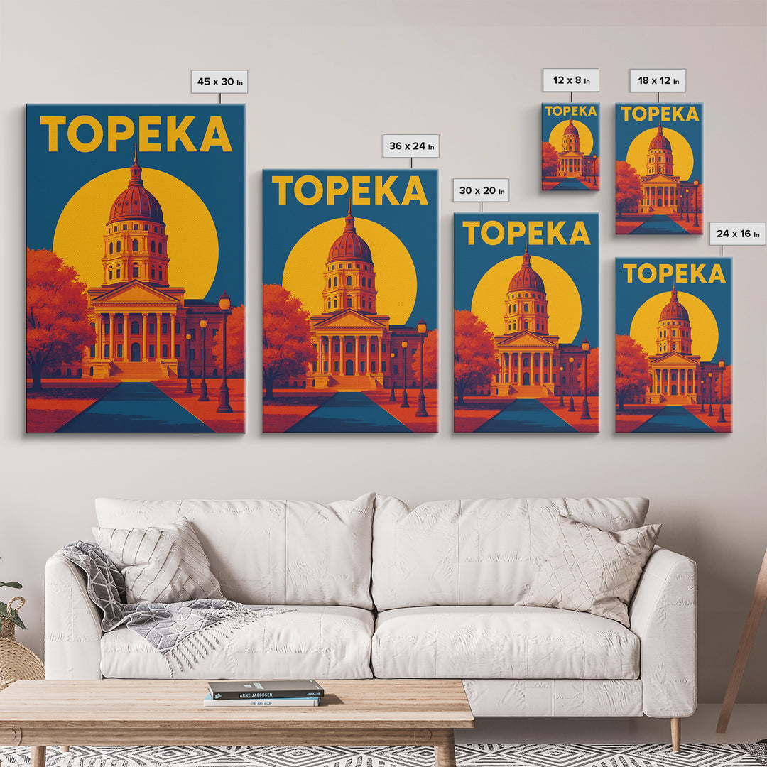 Topeka Kansas Travel Poster, Canvas Print, Colorful Graphic Wall Art, Topeka Wall Art, Home Office Decor, Travel Poster Set, Travel Gift