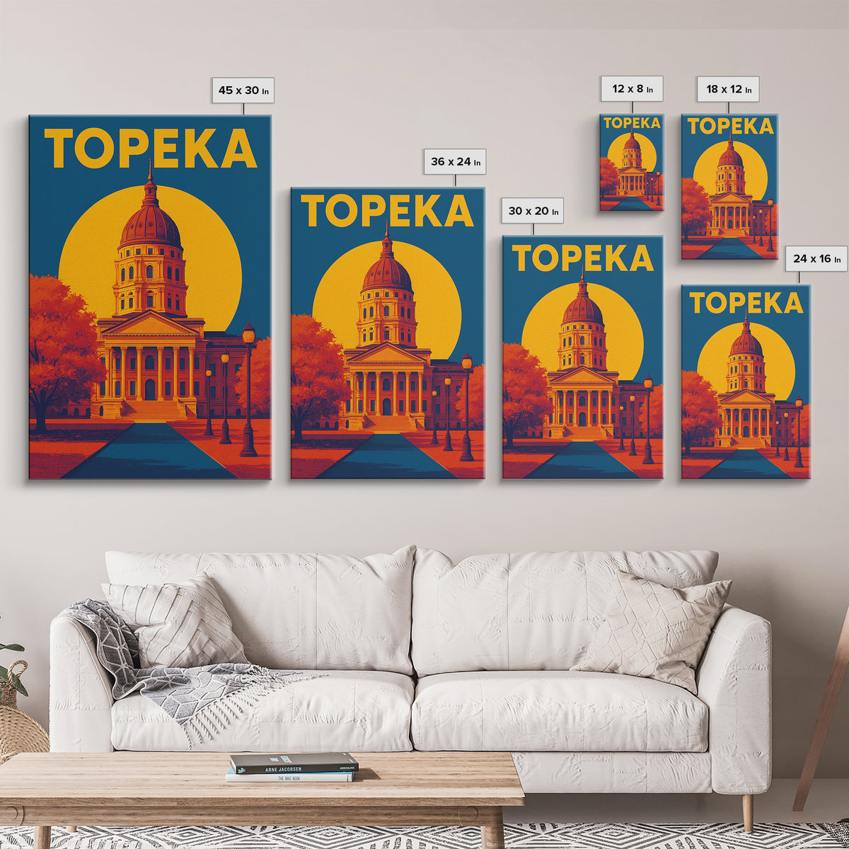 Topeka Kansas Travel Poster, Canvas Print, Colorful Graphic Wall Art, Topeka Wall Art, Home Office Decor, Travel Poster Set, Travel Gift