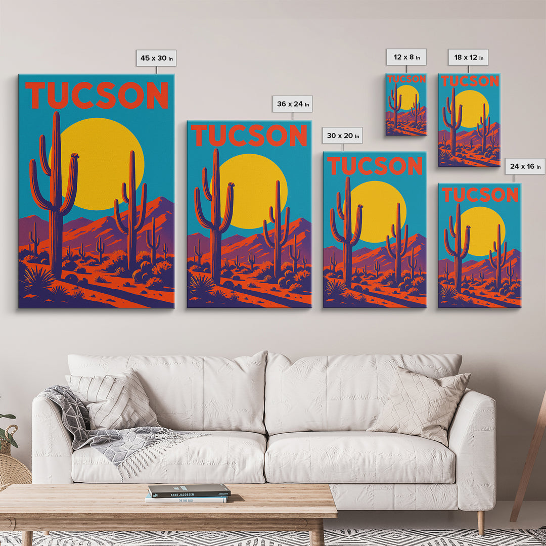 Tucson Arizona Travel Poster, Canvas Print, High Contrast City Poster, Tucson Poster Print, Wall Decor, City Illustration, Travel Prints
