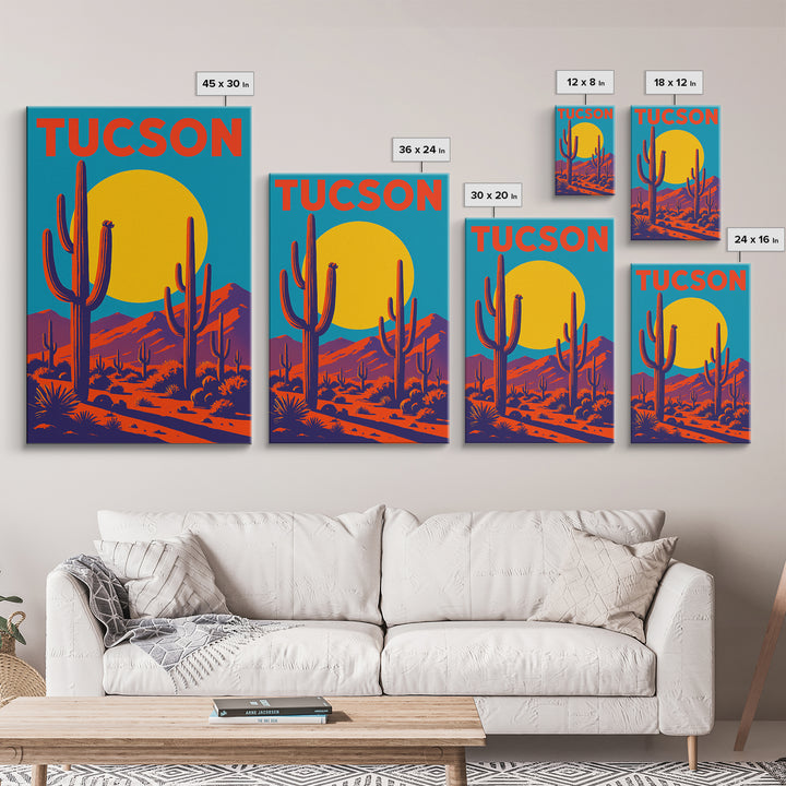 Tucson Arizona Travel Poster, Canvas Print, High Contrast City Poster, Tucson Poster Print, Wall Decor, City Illustration, Travel Prints