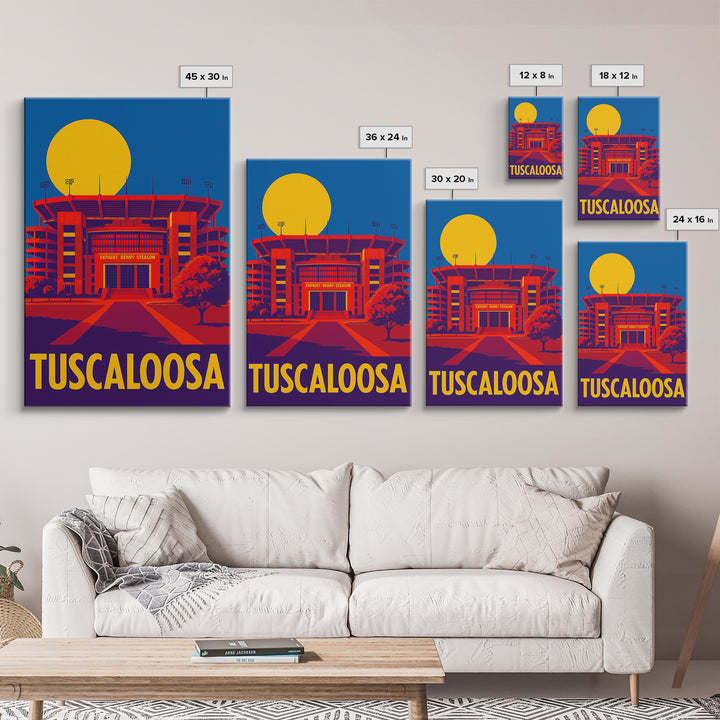 Tuscaloosa Alabama Travel Poster, Canvas Print, Bold Pop Art Poster, Tuscaloosa Poster Print, Art Print, Gift For Travelers, Skyline Art