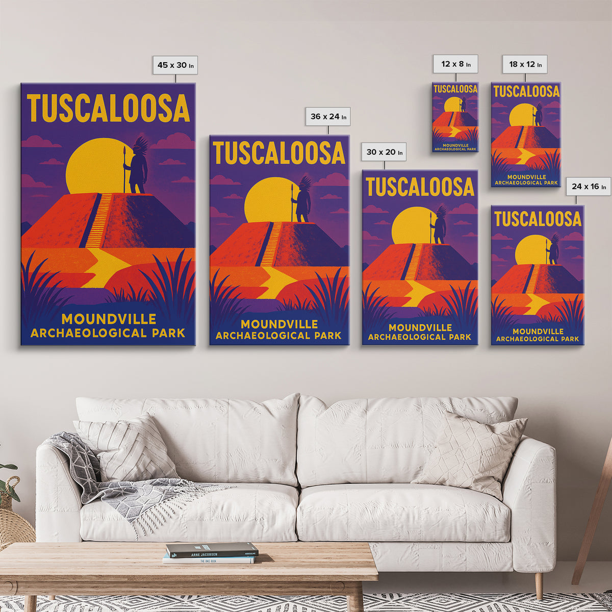 Tuscaloosa Travel Poster, Framed Canvas Print, Bold Pop Art Poster, Tuscaloosa City Art, Retro Travel Print, Gift For Travelers