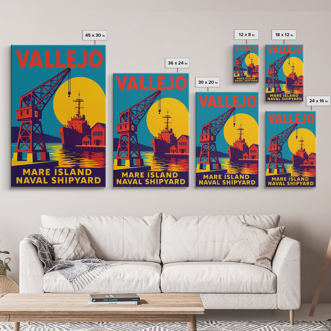 Vallejo California Travel Poster, Canvas Print, Vibrant Retro Travel Art, Vallejo Art Print, Fine Art Print, Wanderlust Decor, Poster Print