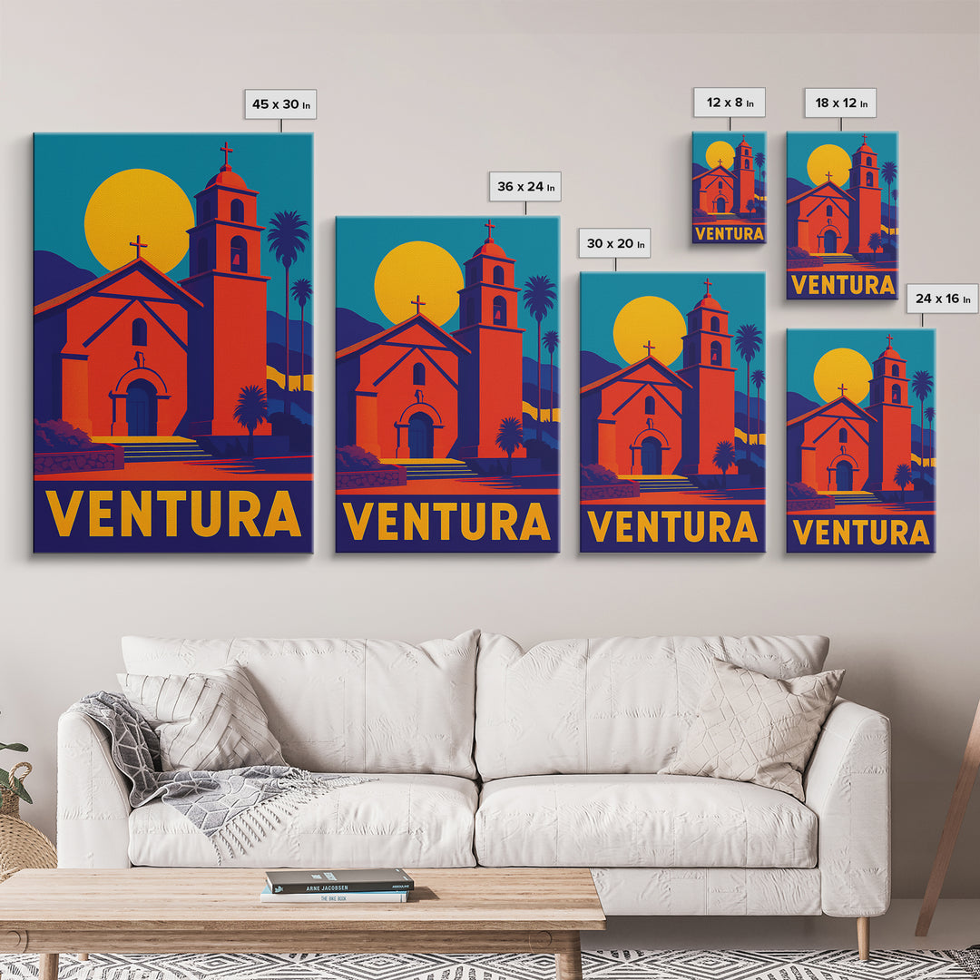 Ventura Travel Poster, Canvas Print, Bold Pop Art Poster, Ventura Wall Art, Gift For Travelers, Vintage City Poster, Vintage City Art