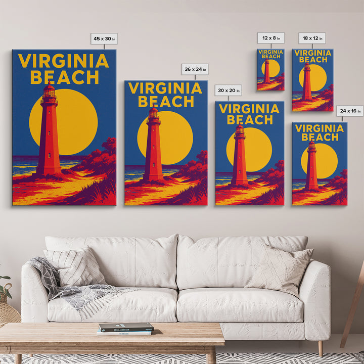 Virginia Beach Travel Poster, Canvas Print, Bold Pop Art Poster, Virginia Beach Poster Print, City Illustration, Wanderlust Decor