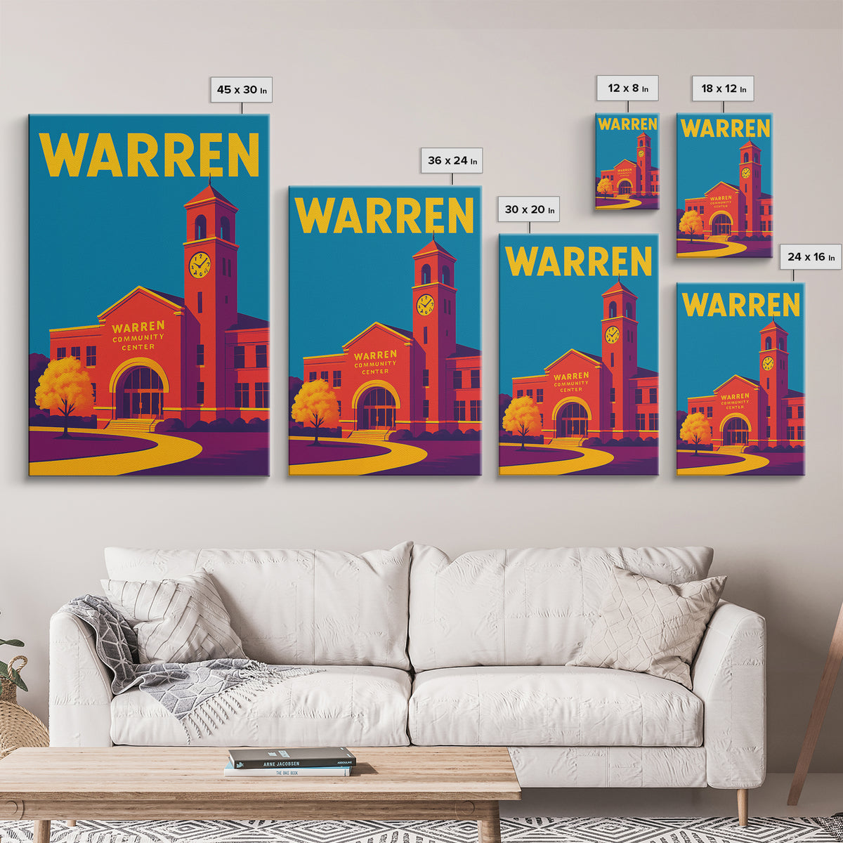 Warren Michigan Travel Poster, Canvas Print, High Contrast City Poster, Warren City Art, City Art Print, Wall Art, City Travel Prints