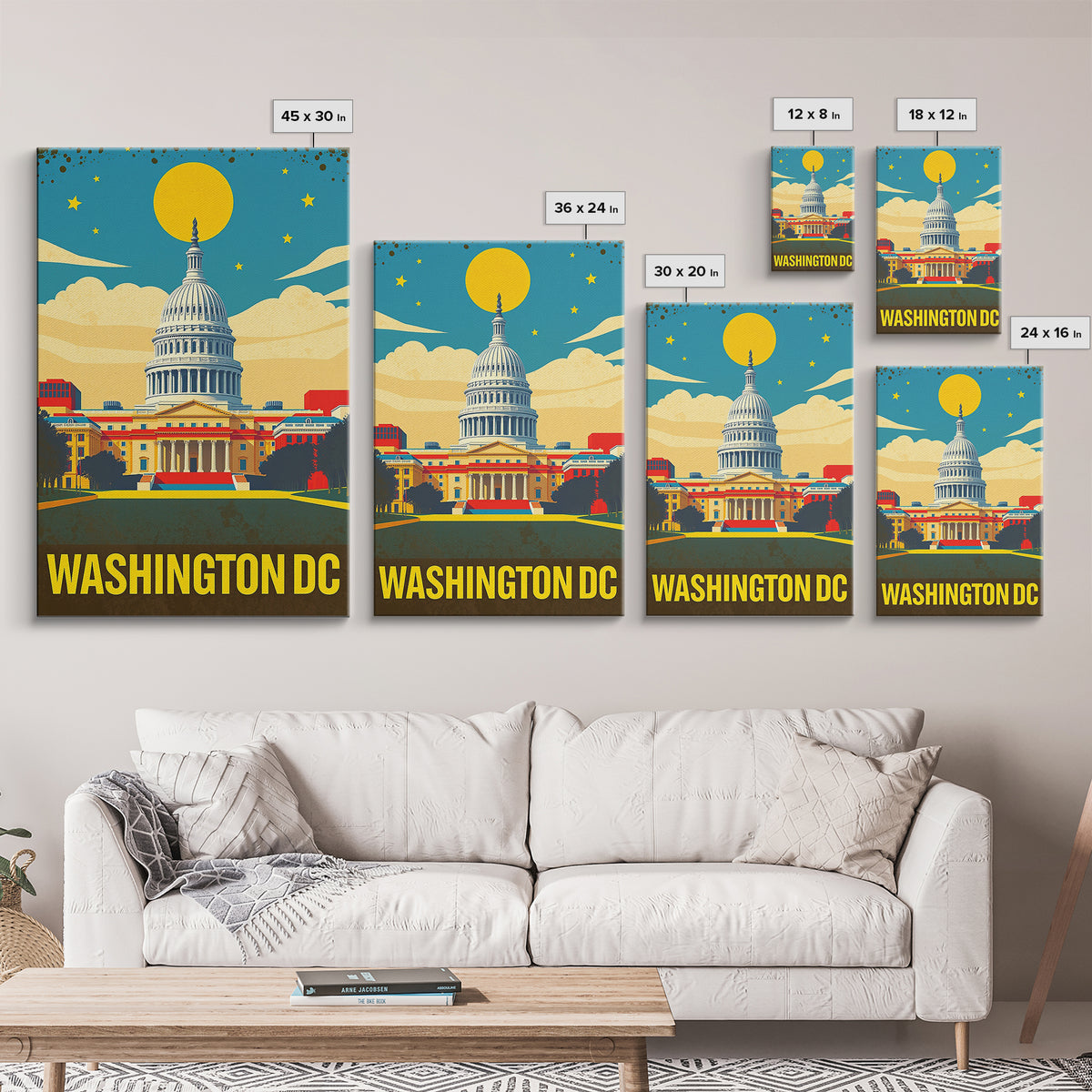 Washignton Travel Poster, Framed Canvas Print, Colorful Graphic Wall Art, Washignton Wall Art, Travel Wall Decor, City Travel Prints