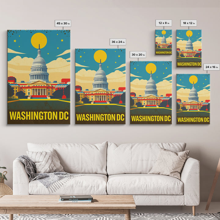 Washignton Travel Poster, Framed Canvas Print, Colorful Graphic Wall Art, Washignton Wall Art, Travel Wall Decor, City Travel Prints