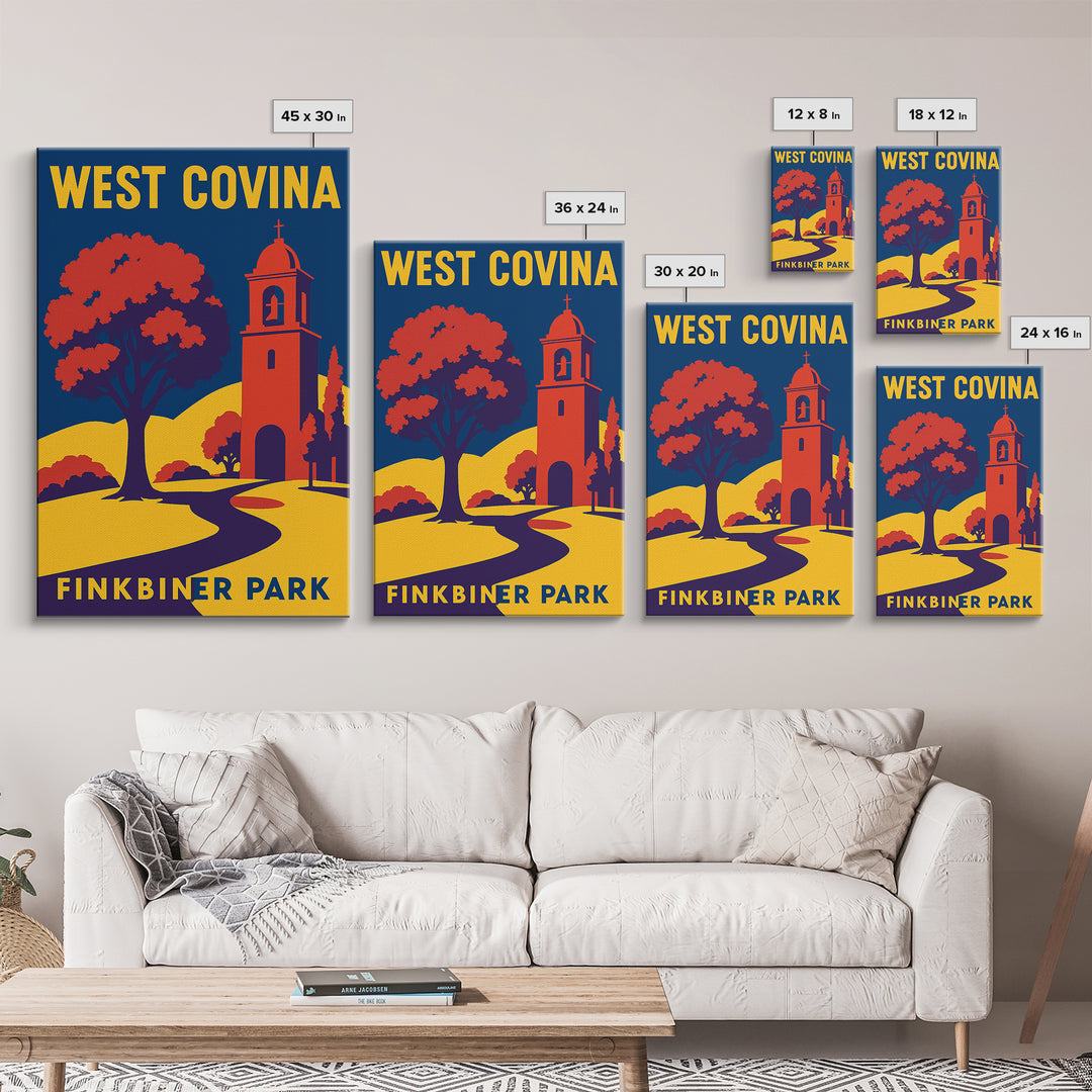 West Covina Travel Poster, Framed Canvas Print, High Contrast City Poster, West Covina Wall Art, Retro Travel Print, Travel Poster Set