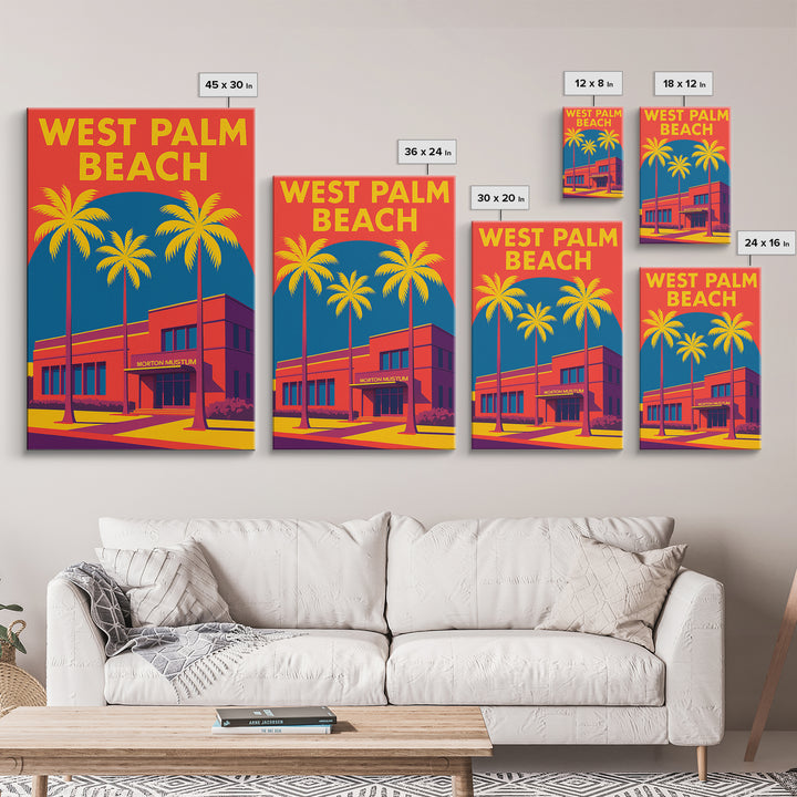 West Palm Beach Florida Travel Poster, Canvas Print, Vibrant Retro Travel Art, West Palm Beach Travel Art, Vintage City Art