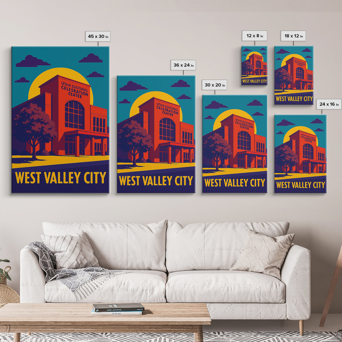 West Valley City Utah Travel Poster, Canvas Print, Colorful Graphic Wall Art, West Valley City Art Print, Travel Wall Art, Travel Art